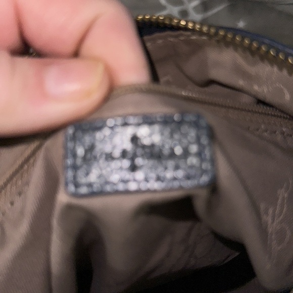 Cole Haan blue metallic leather crossbody adjustable strap gold accents cute 🥰 - Picture 11 of 13